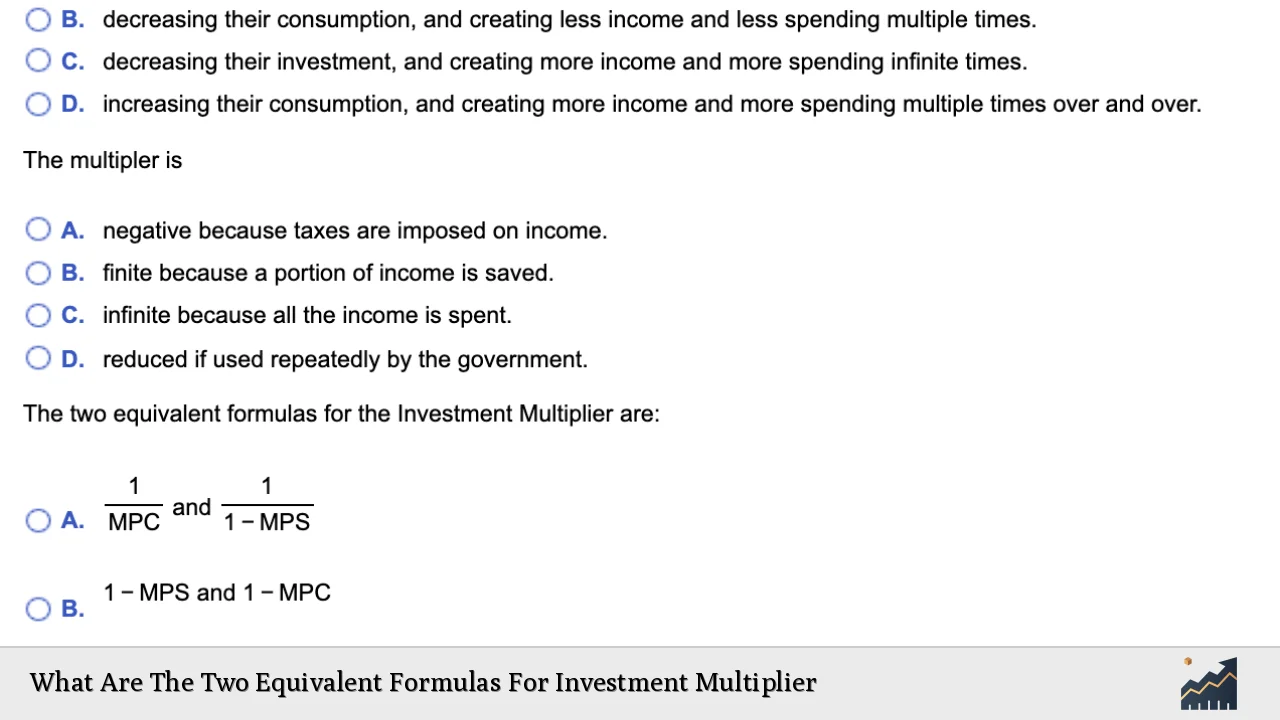 What Are The Two Equivalent Formulas For Investment Multiplier