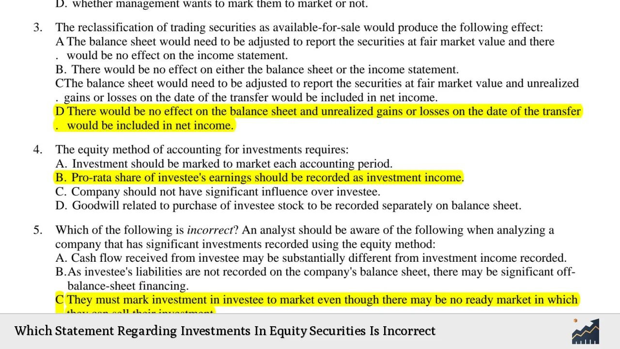 Which Statement Regarding Investments In Equity Securities Is Incorrect